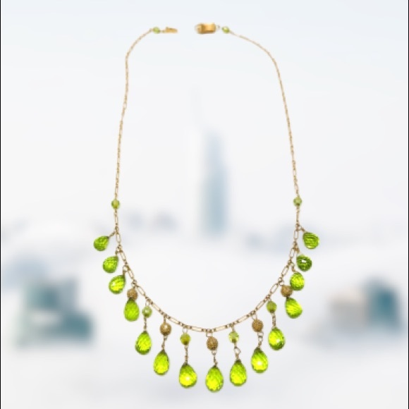 Solid 14K green peridot necklace, 10.2g NWOT - Picture 6 of 11